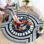 Carlton Football Club Round Carpet Indigenous Monochrome Dot Art Mascot Style