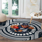 Carlton Football Club Round Carpet Indigenous Monochrome Dot Art Mascot Style