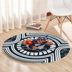 Carlton Football Club Round Carpet Indigenous Monochrome Dot Art Mascot Style