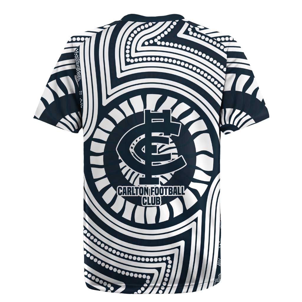 Carlton Football Club Rugby Jersey Indigenous Monochrome Dot Art Mascot Style