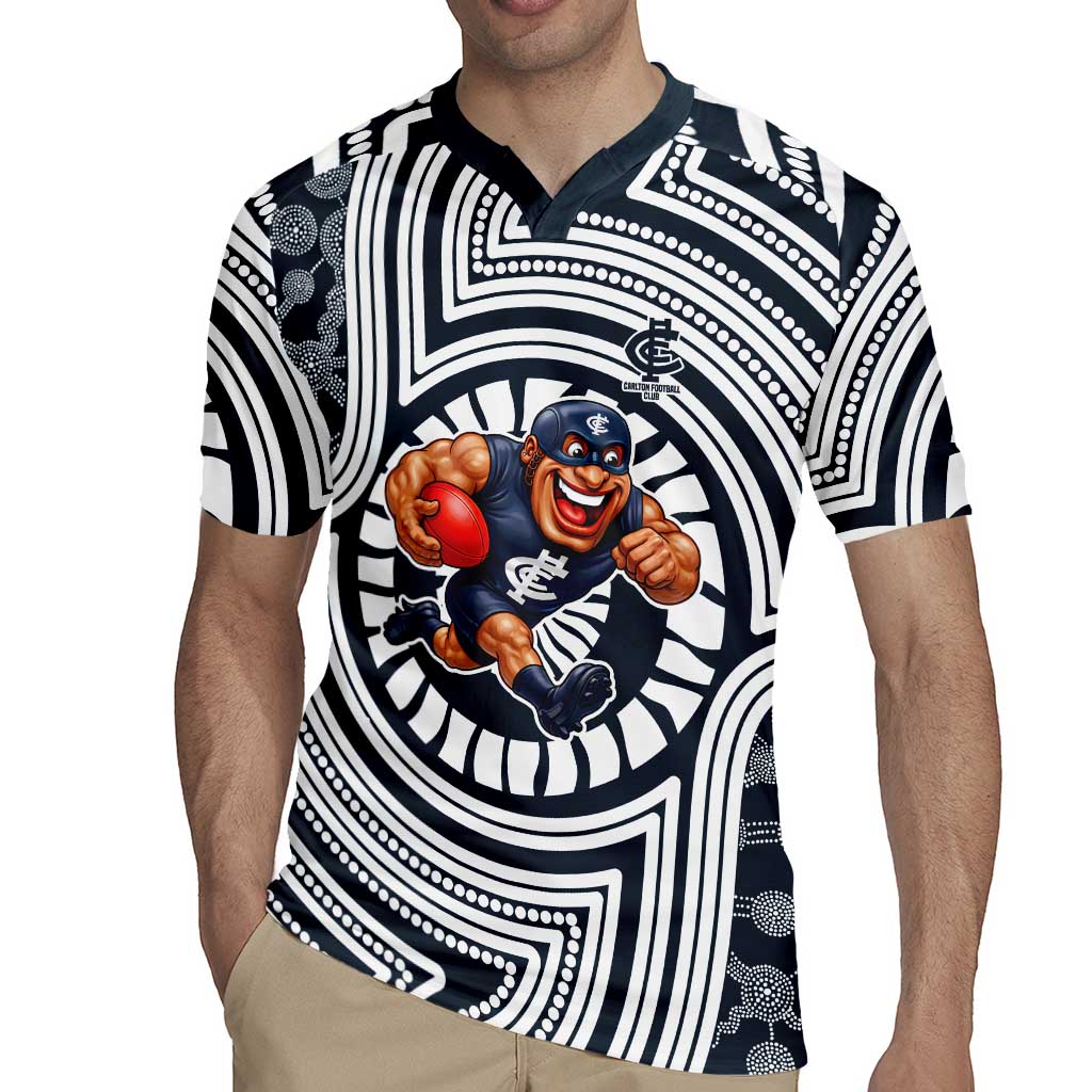Carlton Football Club Rugby Jersey Indigenous Monochrome Dot Art Mascot Style
