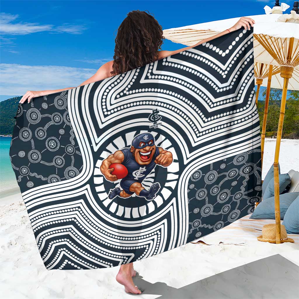 Carlton Football Club Sarong Indigenous Monochrome Dot Art Mascot Style