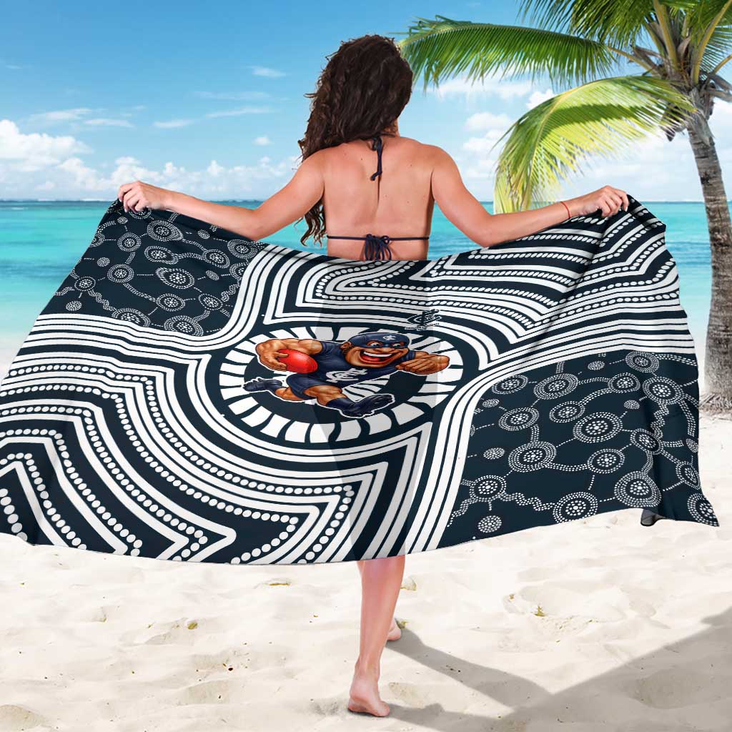 Carlton Football Club Sarong Indigenous Monochrome Dot Art Mascot Style