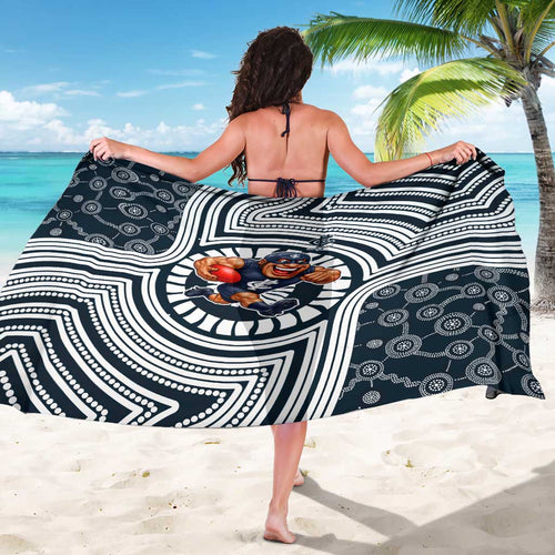 Carlton Football Club Sarong Indigenous Monochrome Dot Art Mascot Style