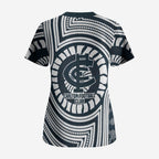 Carlton Football Club Scrub Top Indigenous Monochrome Dot Art Mascot Style
