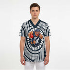 Carlton Football Club Scrub Top Indigenous Monochrome Dot Art Mascot Style