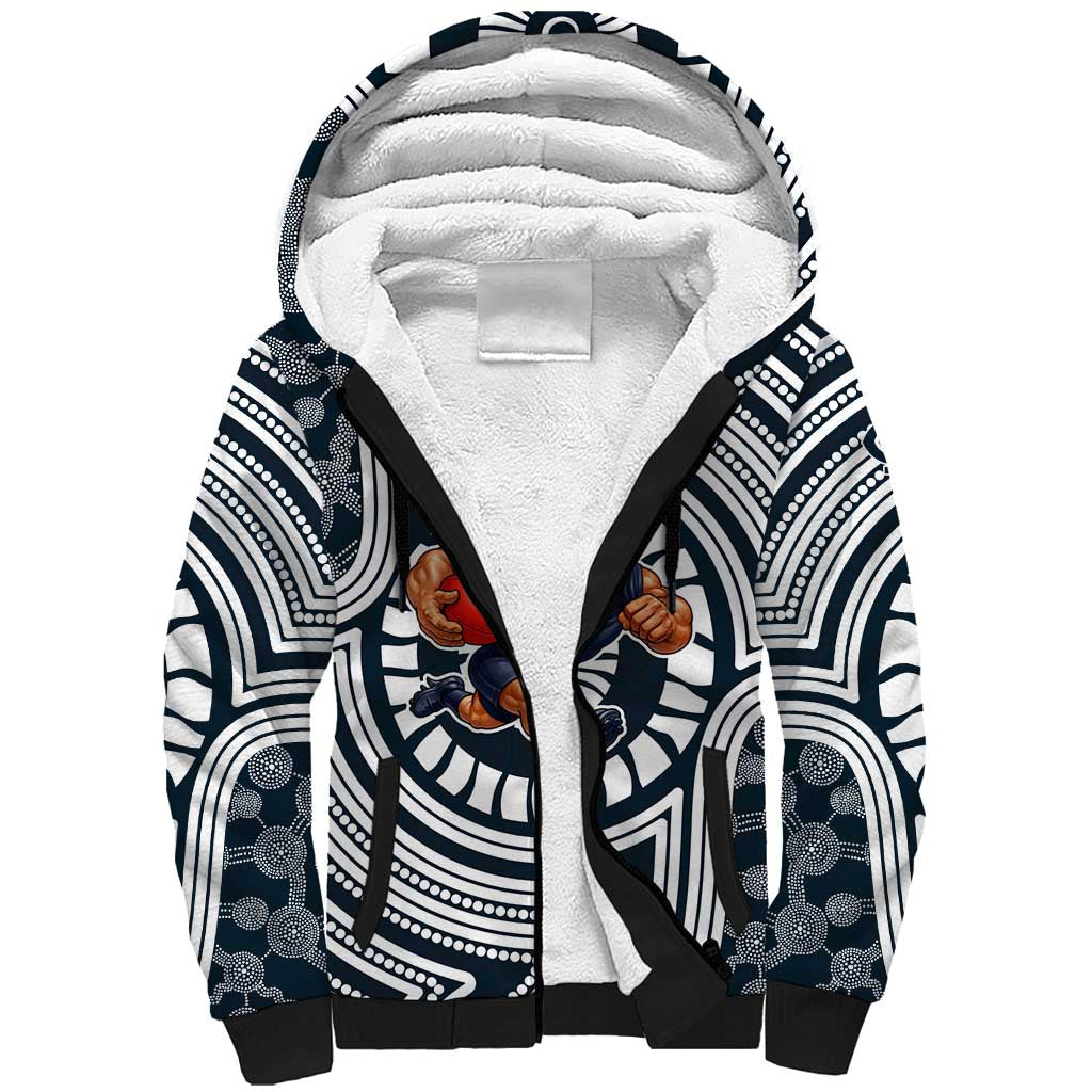 Carlton Football Club Sherpa Hoodie Indigenous Monochrome Dot Art Mascot Style