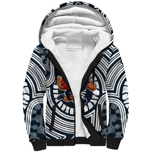 Carlton Football Club Sherpa Hoodie Indigenous Monochrome Dot Art Mascot Style