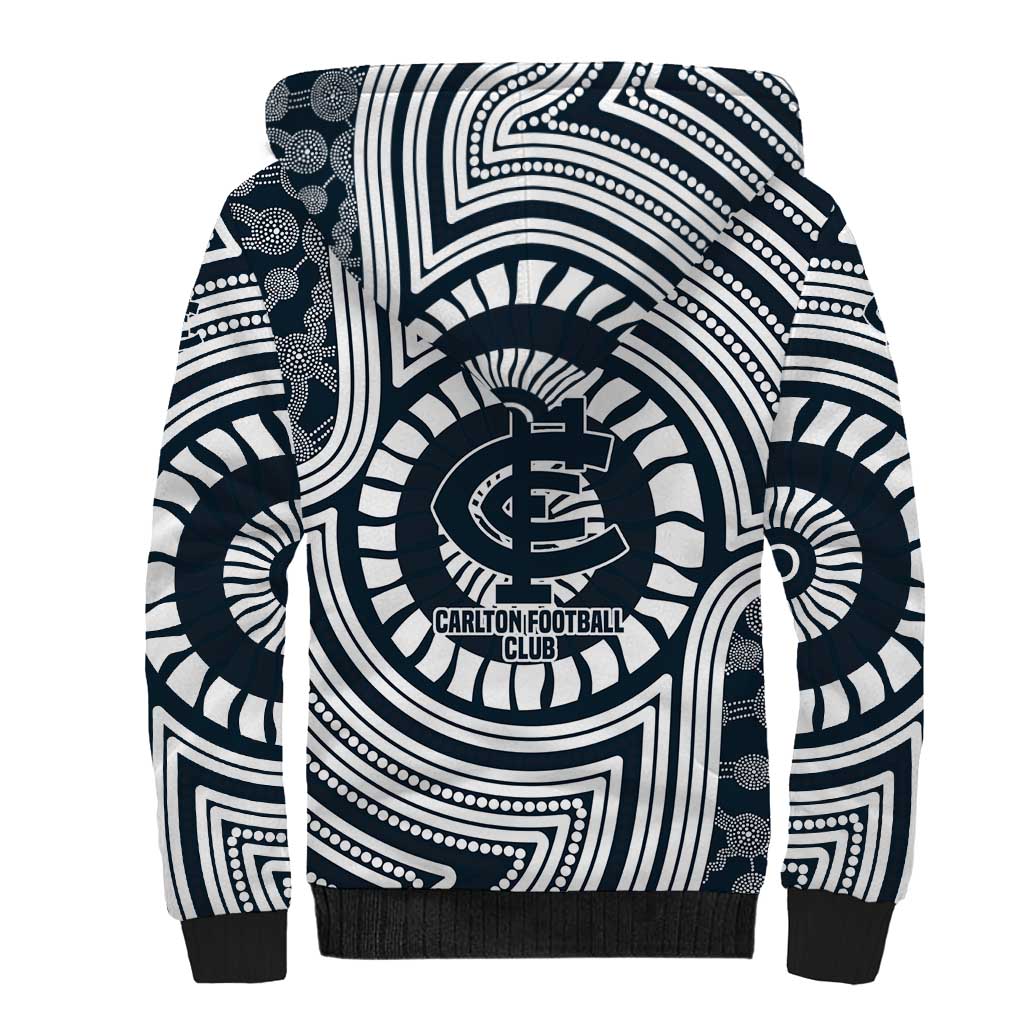 Carlton Football Club Sherpa Hoodie Indigenous Monochrome Dot Art Mascot Style