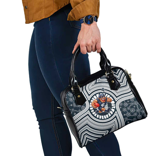 Carlton Football Club Shoulder Handbag Indigenous Monochrome Dot Art Mascot Style