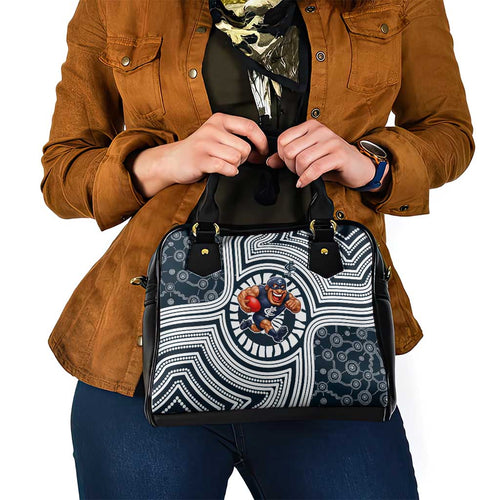 Carlton Football Club Shoulder Handbag Indigenous Monochrome Dot Art Mascot Style