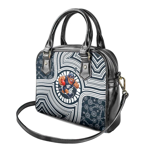 Carlton Football Club Shoulder Handbag Indigenous Monochrome Dot Art Mascot Style