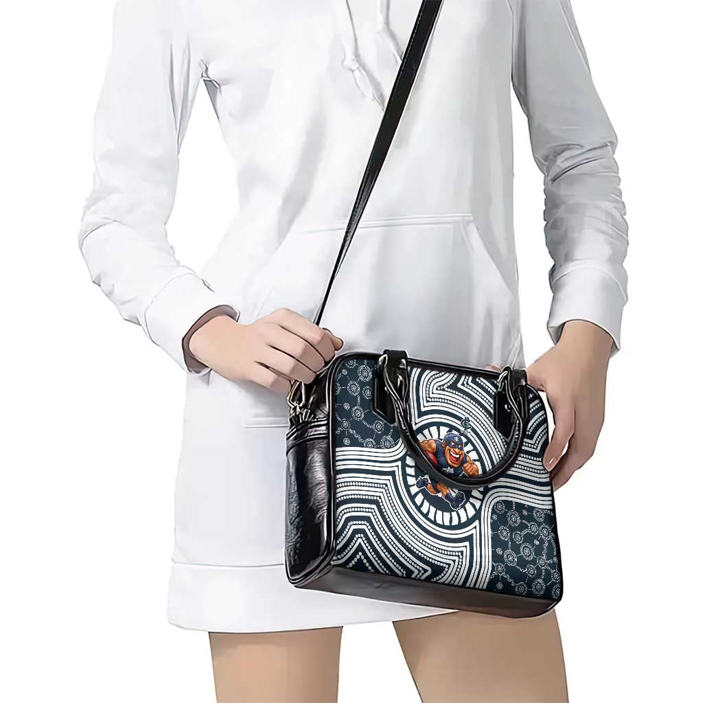 Carlton Football Club Shoulder Handbag Indigenous Monochrome Dot Art Mascot Style