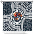 Carlton Football Club Shower Curtain Indigenous Monochrome Dot Art Mascot Style