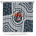Carlton Football Club Shower Curtain Indigenous Monochrome Dot Art Mascot Style
