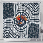 Carlton Football Club Shower Curtain Indigenous Monochrome Dot Art Mascot Style