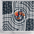 Carlton Football Club Shower Curtain Indigenous Monochrome Dot Art Mascot Style