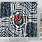 Carlton Football Club Shower Curtain Indigenous Monochrome Dot Art Mascot Style