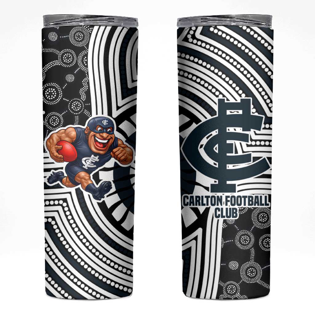 Carlton Football Club Skinny Tumbler Indigenous Monochrome Dot Art Mascot Style