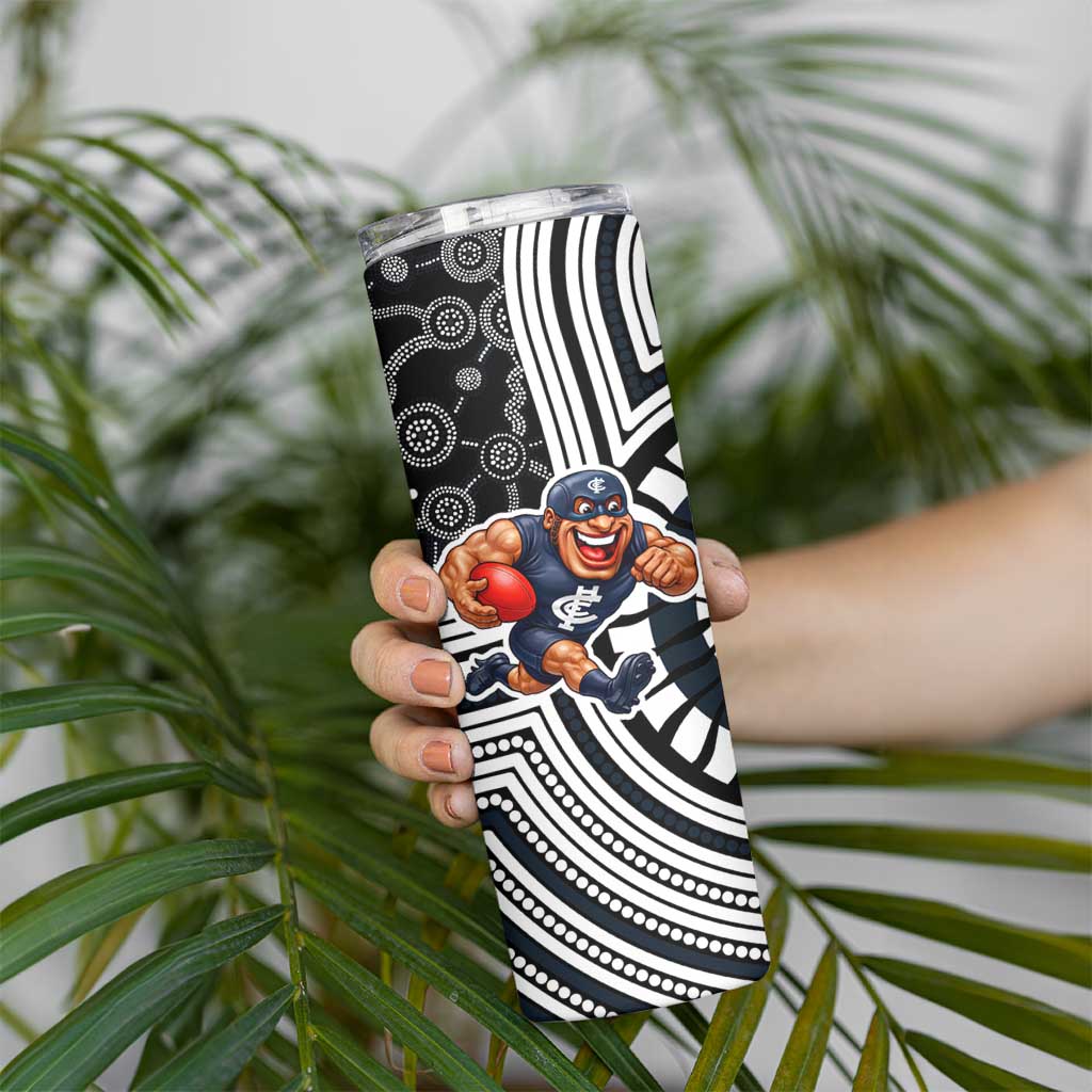 Carlton Football Club Skinny Tumbler Indigenous Monochrome Dot Art Mascot Style