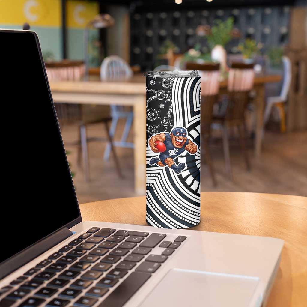 Carlton Football Club Skinny Tumbler Indigenous Monochrome Dot Art Mascot Style
