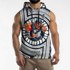 Carlton Football Club Sleeveless Hoodie Indigenous Monochrome Dot Art Mascot Style