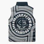 Carlton Football Club Sleeveless Puffer Jacket Indigenous Monochrome Dot Art Mascot Style