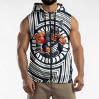Carlton Football Club Sleeveless Zip Hoodie Indigenous Monochrome Dot Art Mascot Style