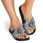 Carlton Football Club Slide Sandals Indigenous Monochrome Dot Art Mascot Style