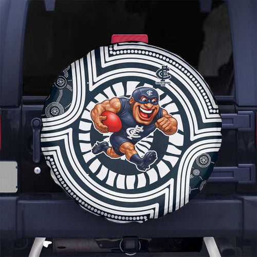 Carlton Football Club Spare Tire Cover Indigenous Monochrome Dot Art Mascot Style