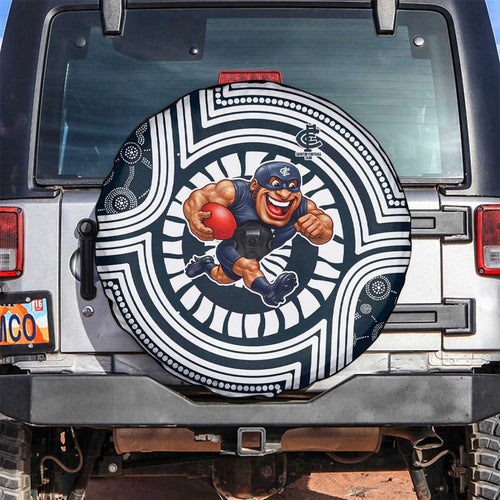 Carlton Football Club Spare Tire Cover Indigenous Monochrome Dot Art Mascot Style