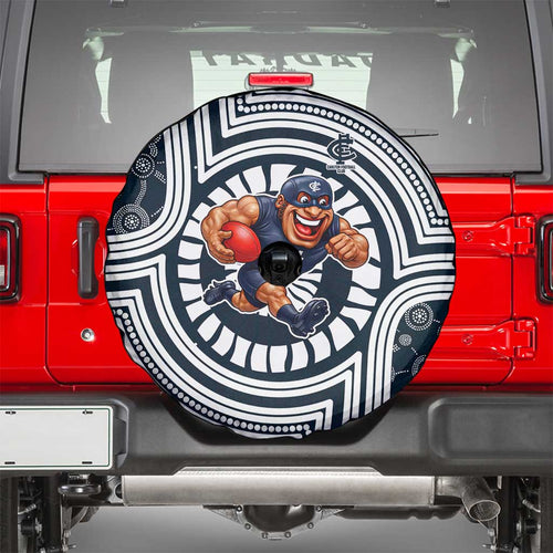 Carlton Football Club Spare Tire Cover Indigenous Monochrome Dot Art Mascot Style