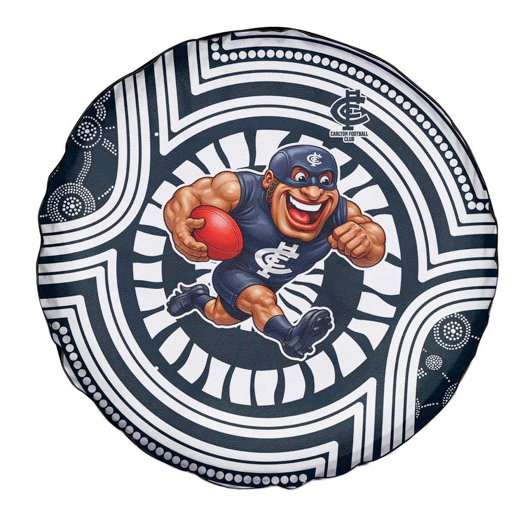 Carlton Football Club Spare Tire Cover Indigenous Monochrome Dot Art Mascot Style