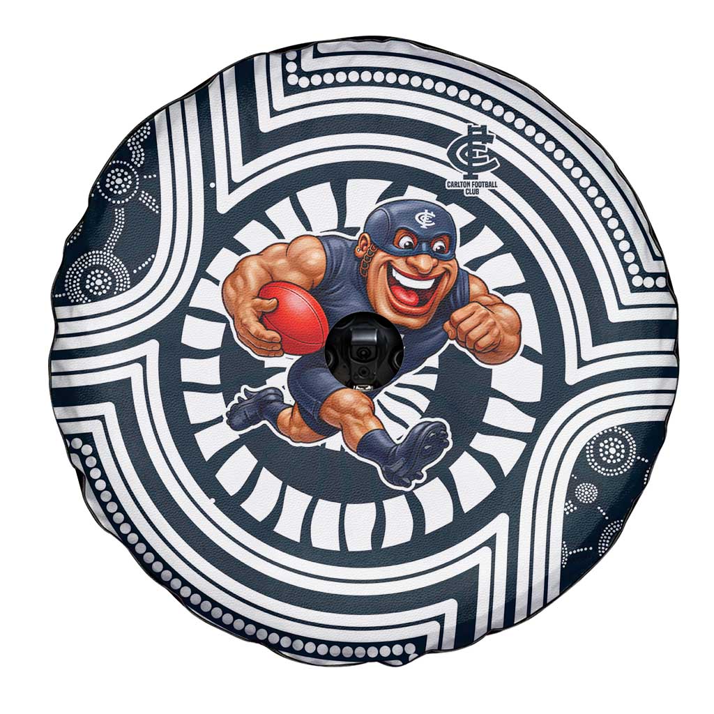 Carlton Football Club Spare Tire Cover Indigenous Monochrome Dot Art Mascot Style
