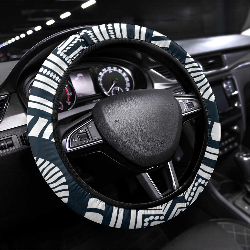 Carlton Football Club Steering Wheel Cover Indigenous Monochrome Dot Art Mascot Style