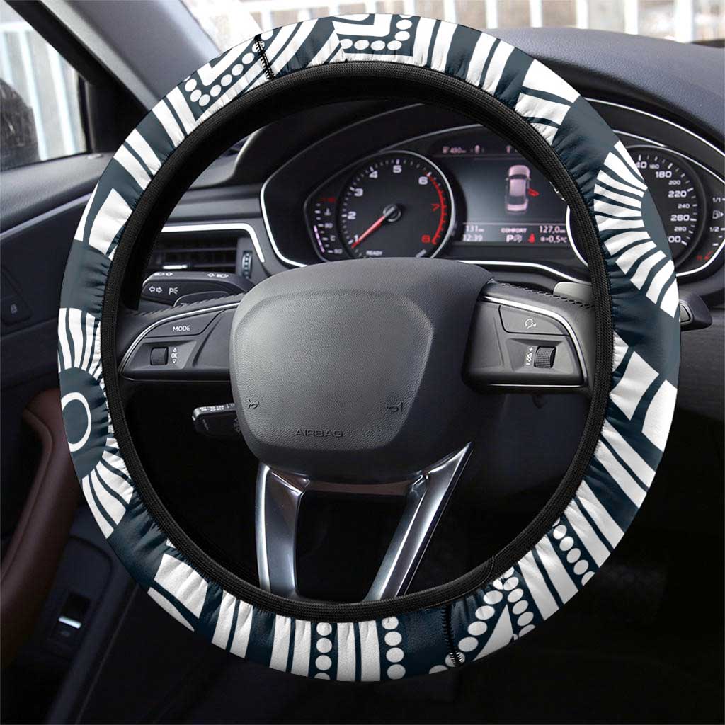 Carlton Football Club Steering Wheel Cover Indigenous Monochrome Dot Art Mascot Style