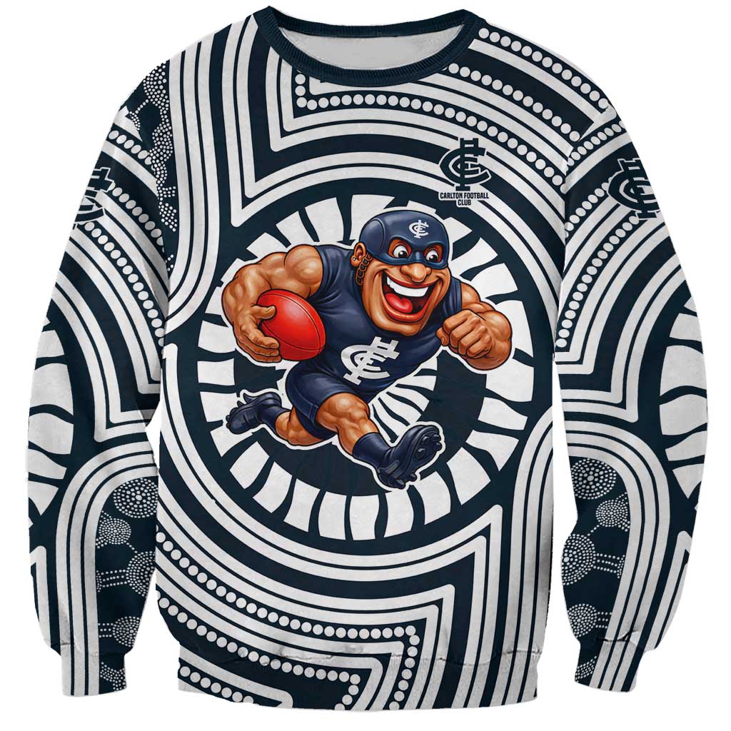 Carlton Football Club Sweatshirt Indigenous Monochrome Dot Art Mascot Style