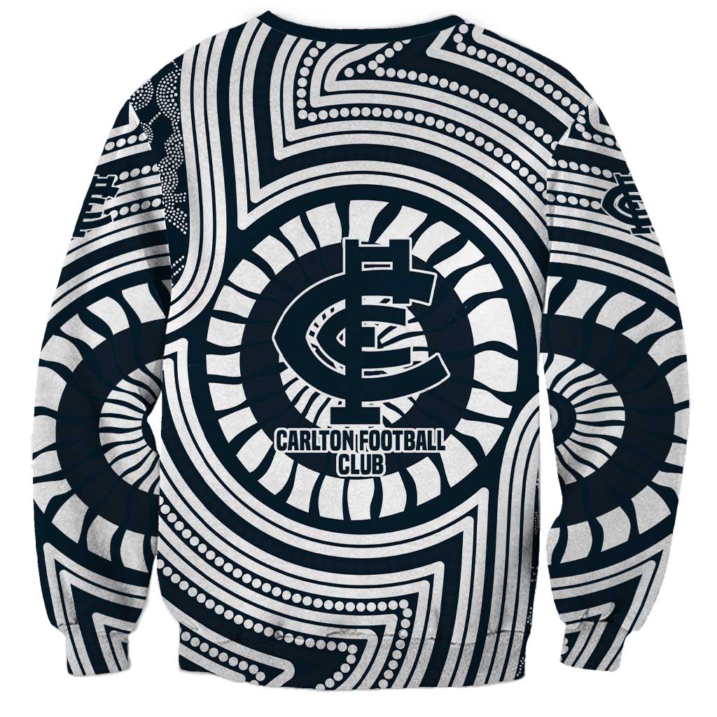 Carlton Football Club Sweatshirt Indigenous Monochrome Dot Art Mascot Style
