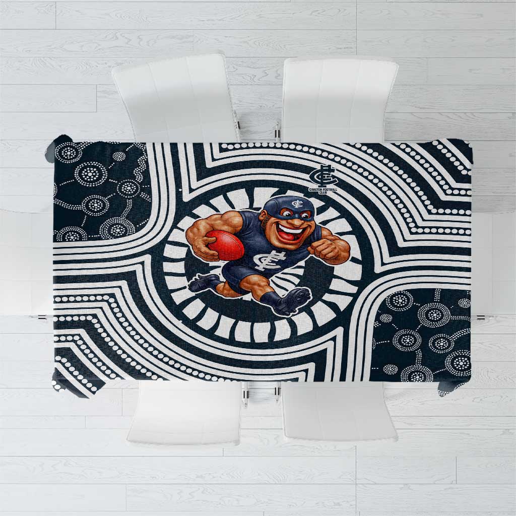 Carlton Football Club Tablecloth Indigenous Monochrome Dot Art Mascot Style