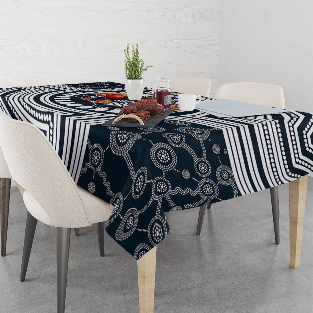 Carlton Football Club Tablecloth Indigenous Monochrome Dot Art Mascot Style