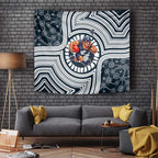 Carlton Football Club Tapestry Indigenous Monochrome Dot Art Mascot Style