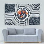 Carlton Football Club Tapestry Indigenous Monochrome Dot Art Mascot Style