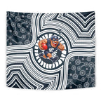 Carlton Football Club Tapestry Indigenous Monochrome Dot Art Mascot Style