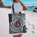 Carlton Football Club Tote Bag Indigenous Monochrome Dot Art Mascot Style
