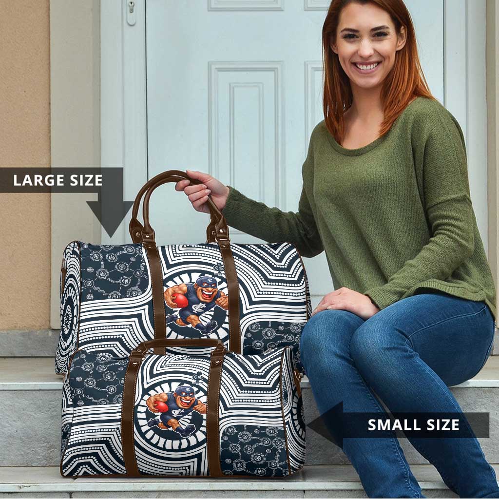 Carlton Football Club Travel Bag Indigenous Monochrome Dot Art Mascot Style