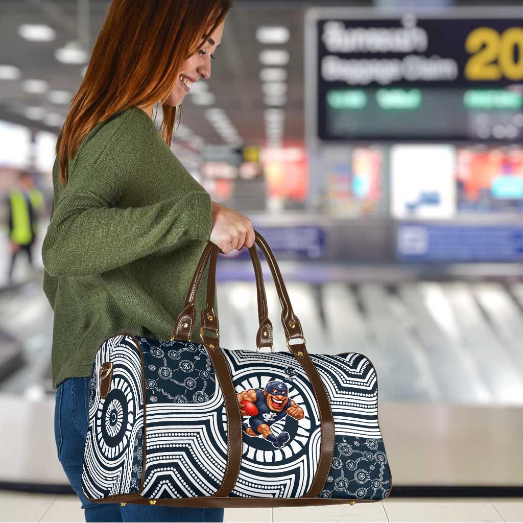 Carlton Football Club Travel Bag Indigenous Monochrome Dot Art Mascot Style