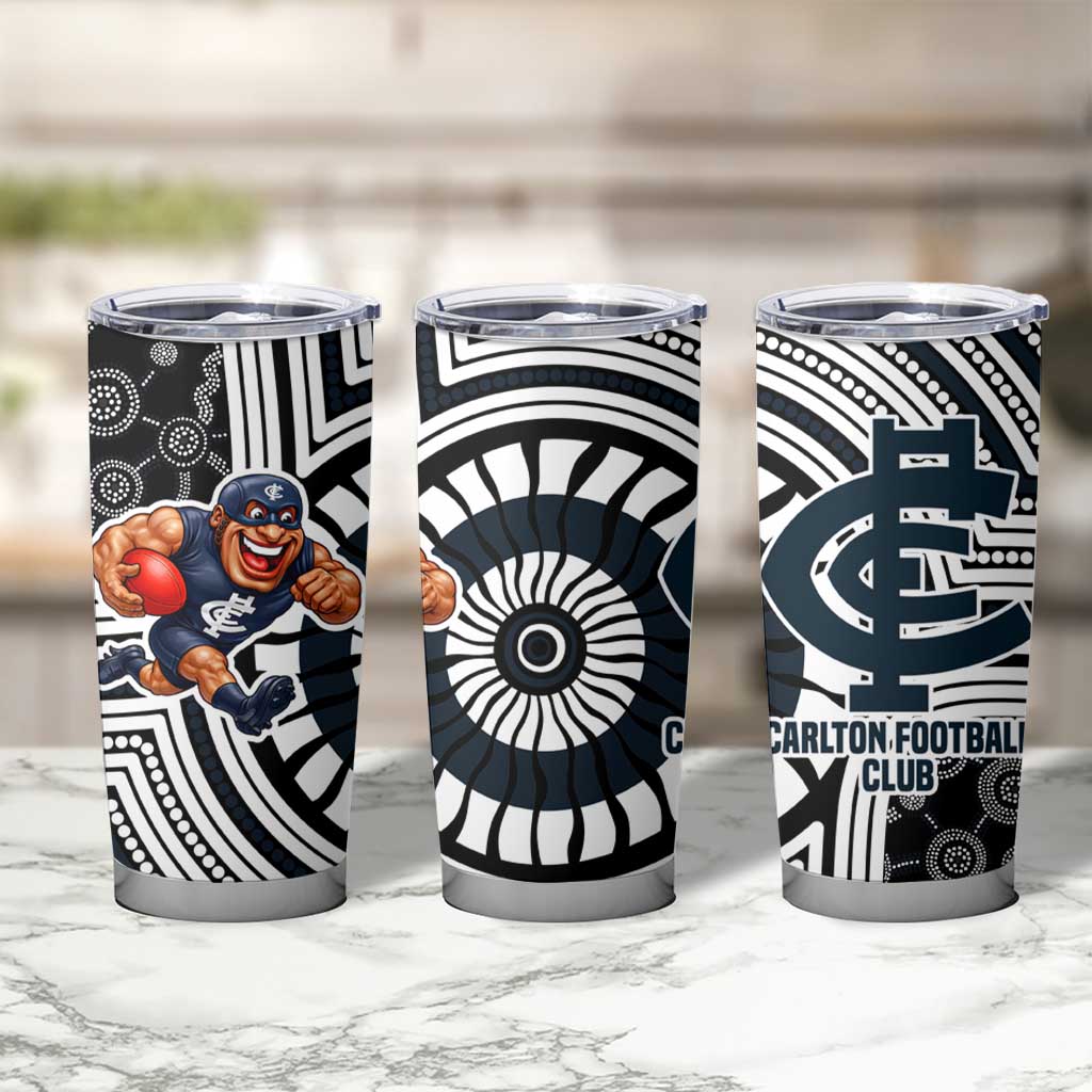 Carlton Football Club Tumbler Cup Indigenous Monochrome Dot Art Mascot Style