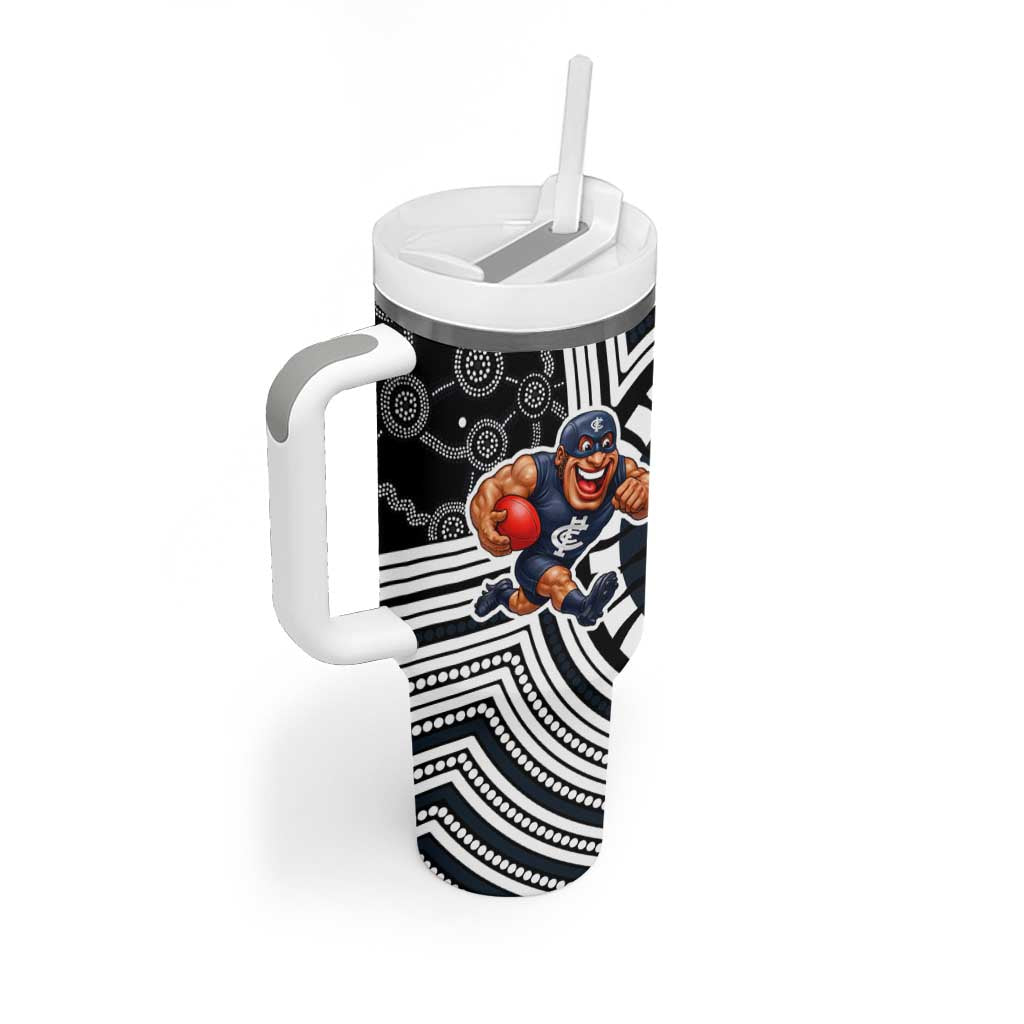 Carlton Football Club Tumbler With Handle Indigenous Monochrome Dot Art Mascot Style