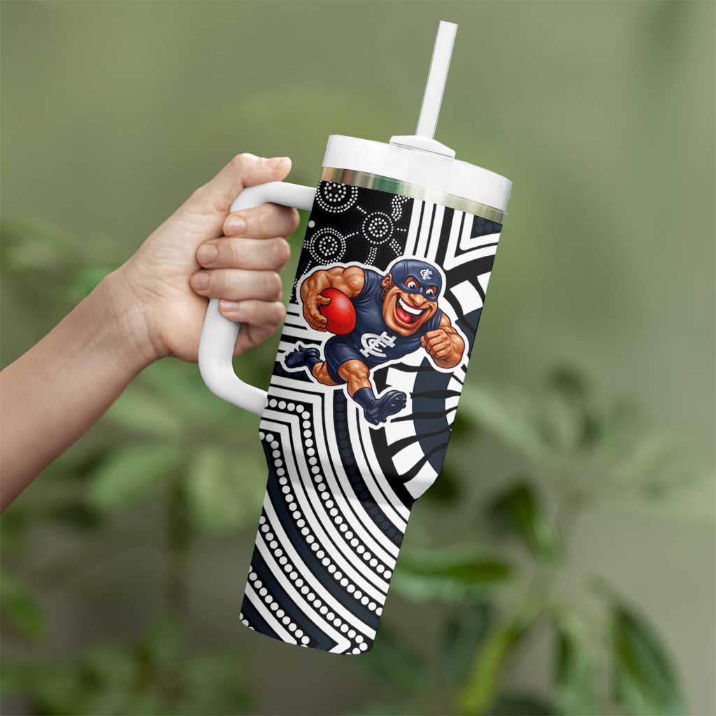 Carlton Football Club Tumbler With Handle Indigenous Monochrome Dot Art Mascot Style