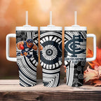 Carlton Football Club Tumbler With Handle Indigenous Monochrome Dot Art Mascot Style